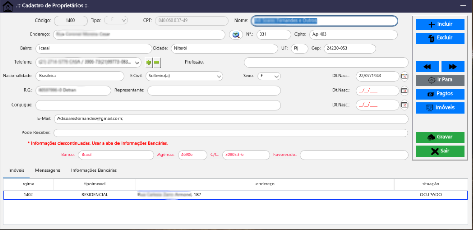 Cadastro de Proprietários